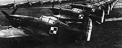 Morane-Saulnier MS.406 
                с уже нанёсенными польскими опознавательными знаками готовы к 
            отправке. В ВВС Польши они так и не попали.