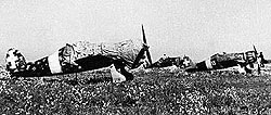 Macchi MC.200 на аэродроме 
            Сталино, весна 1942 года.
